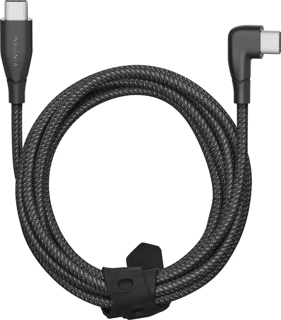 Insignia™ 7' USB C to Right Angle USB C Braided Charging Cable Black NS ...