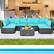 Alt View 1. Costway - 7PCS Patio Rattan Furniture Set Sectional Sofa Cushioned - Turquoise.