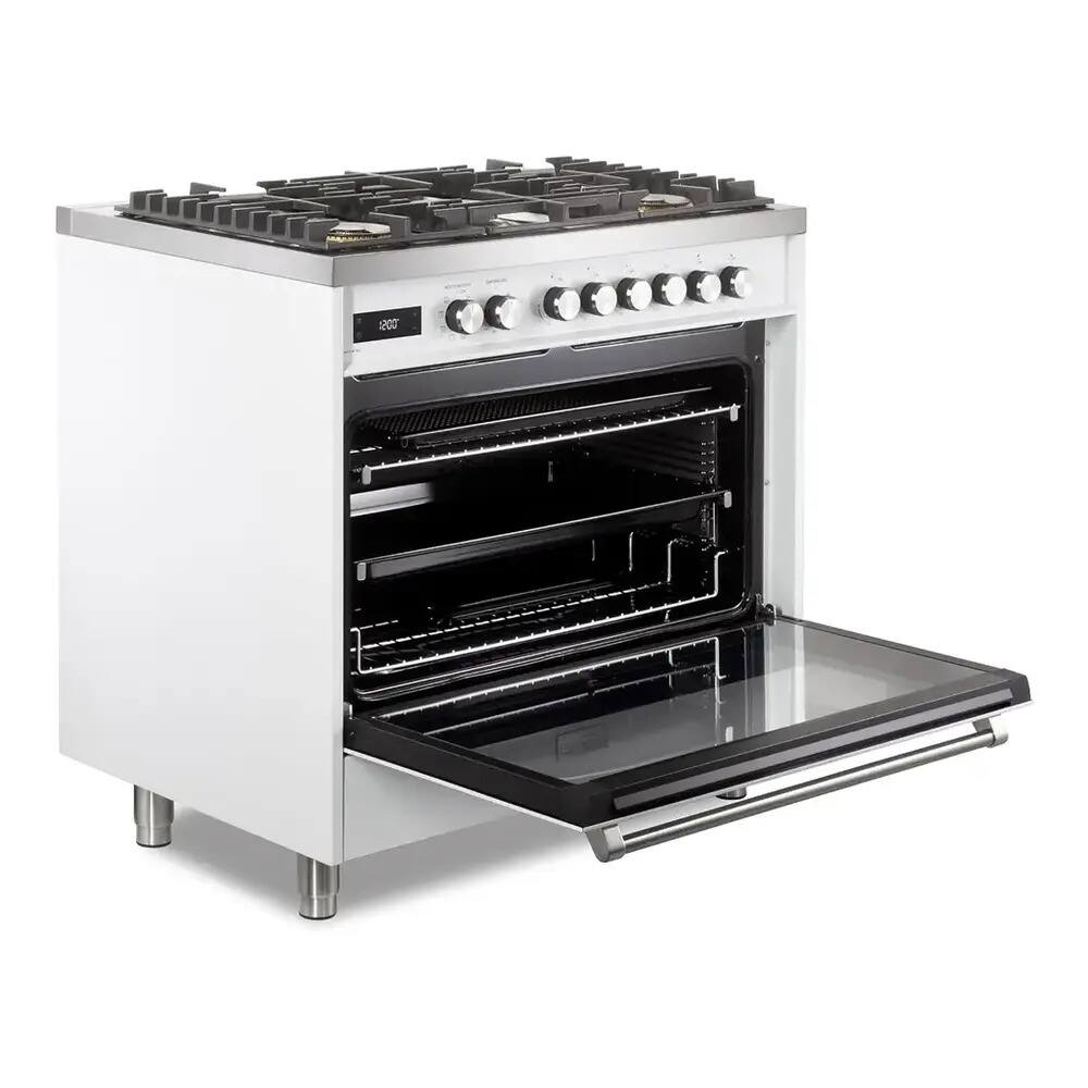 Alt View 6. Verona - Verona 36 inch Ultima Collection Dual Fuel Range with 5 Sealed Burners, 5 cu. ft. Oven Capacity (White) - White.