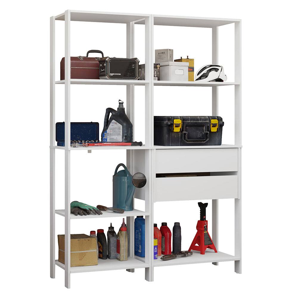 Angle. Madesa - Madesa Garage Storage Rack with 2 Drawers and Open Shelves 51"L - White - White.
