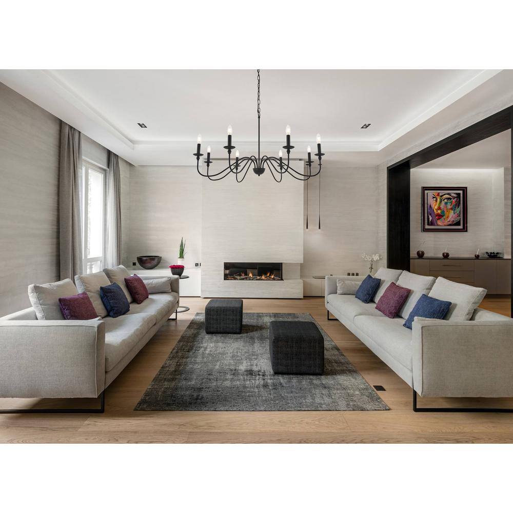 Angle. Living District - Rohan 8 light Matte Black Pendant - Matte Black.