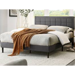 Decoro - Mornington Upholstered 2.0 Platform Bed w/ Metal Frame, Light Grey, Full - Gray