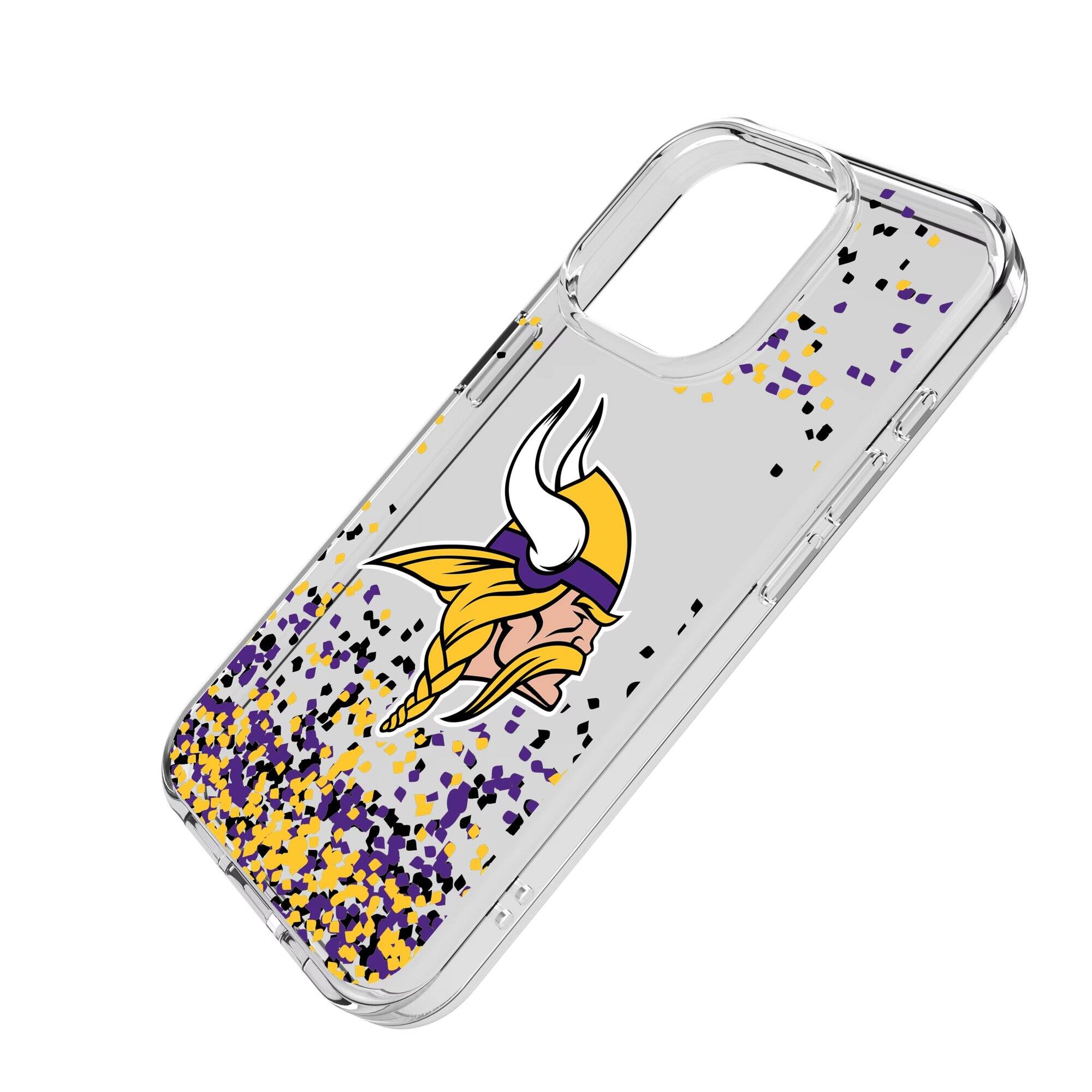 Alt View 1. Keyscaper - Minnesota Vikings iPhone Clear Case with Confetti Design - 14 Pro - Multicolor.