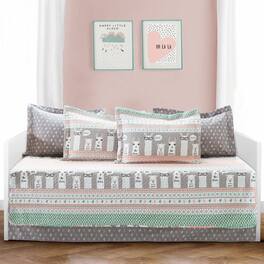 Hivvago - Llama Cactus Southwest 6 Piece Daybed Cover Set - Pink Turquoise Grey White