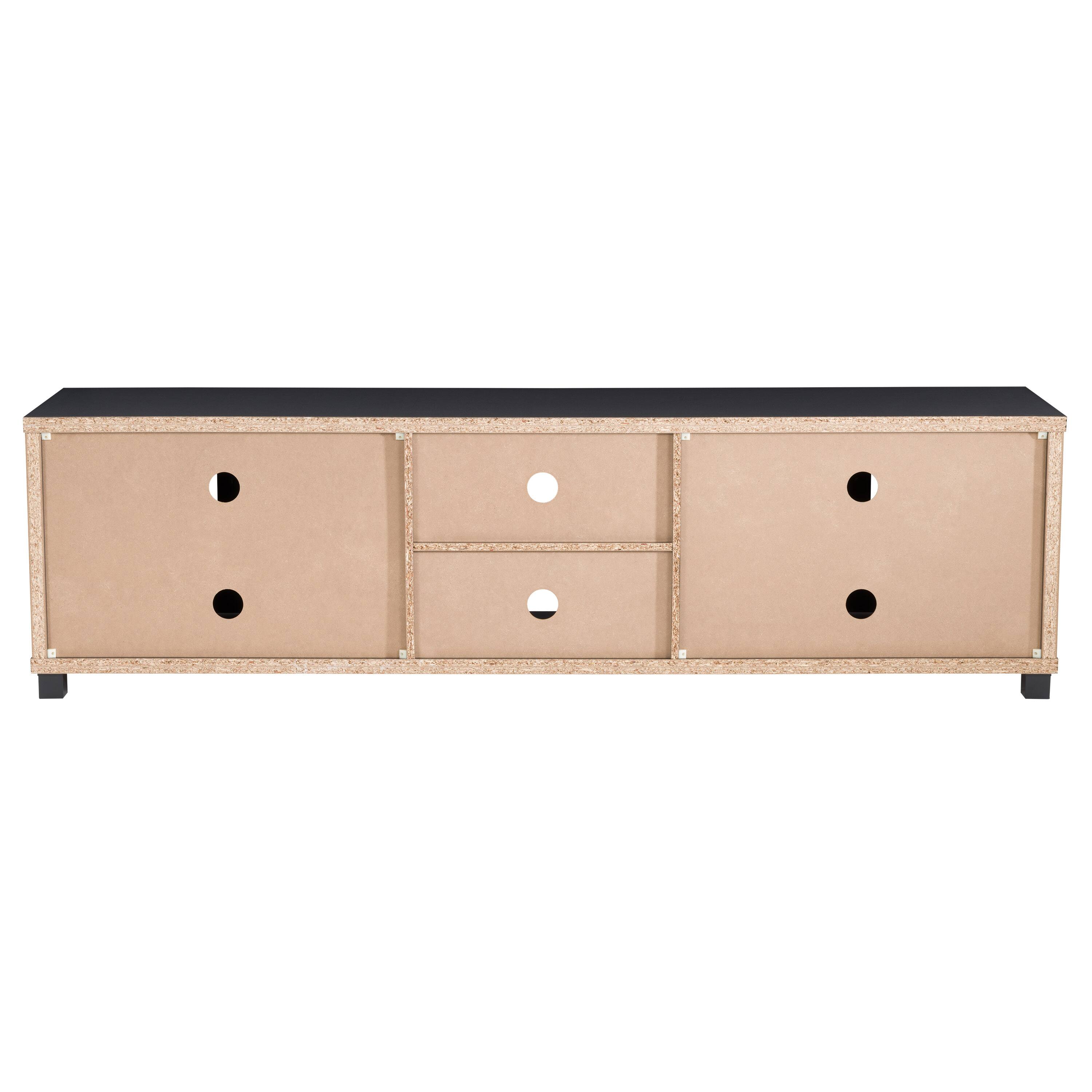 Alt View 32. CorLiving - Fremont TV Bench with Glass Cabinets for Most TVs up to 95" - Ravenwood Black.