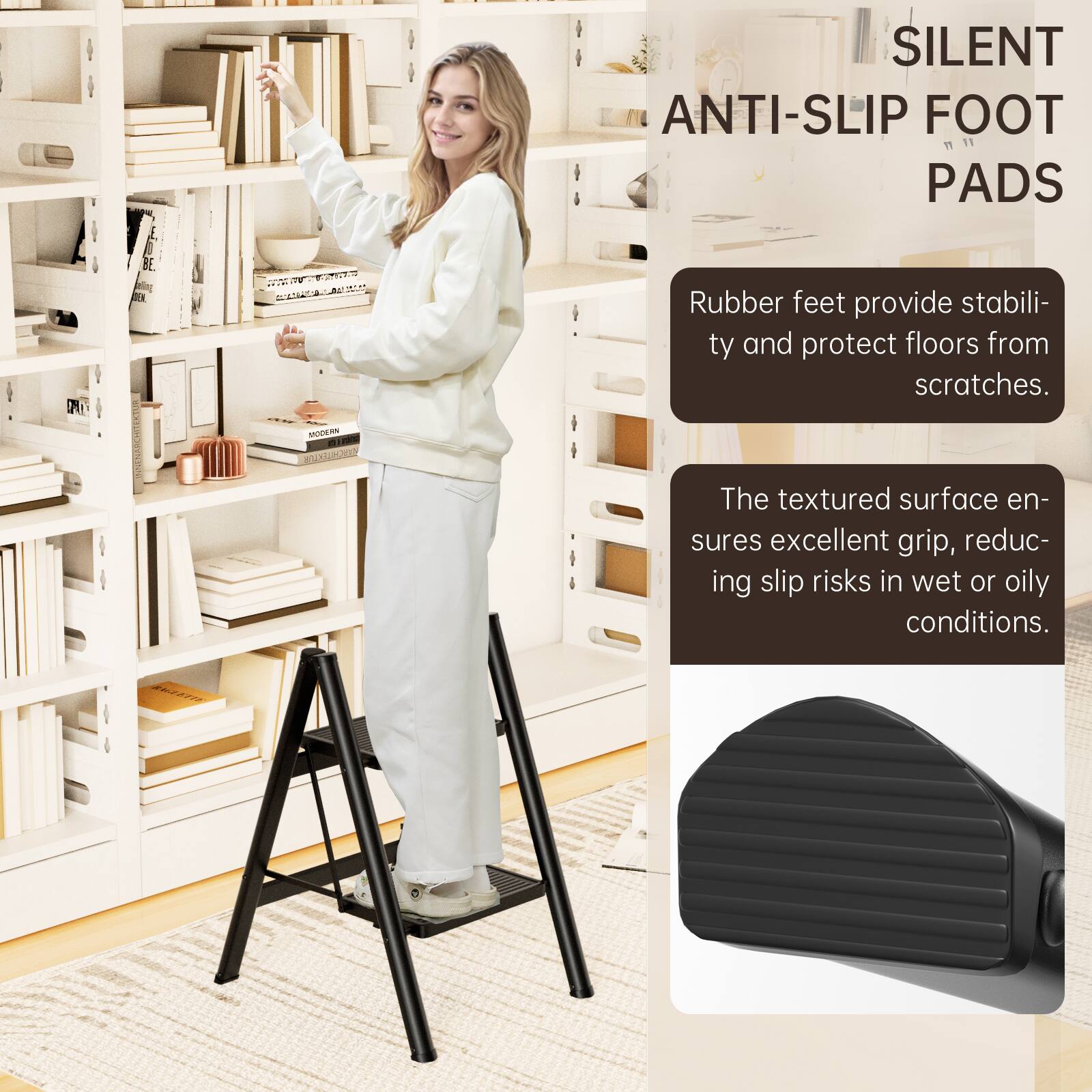 SILENT ANTI-SLIP FOOT PADS

Rubber feet provide stability and protect floors from scratches.

The textured surface ensures excellent grip, reducing slip risks in wet or oily conditions.