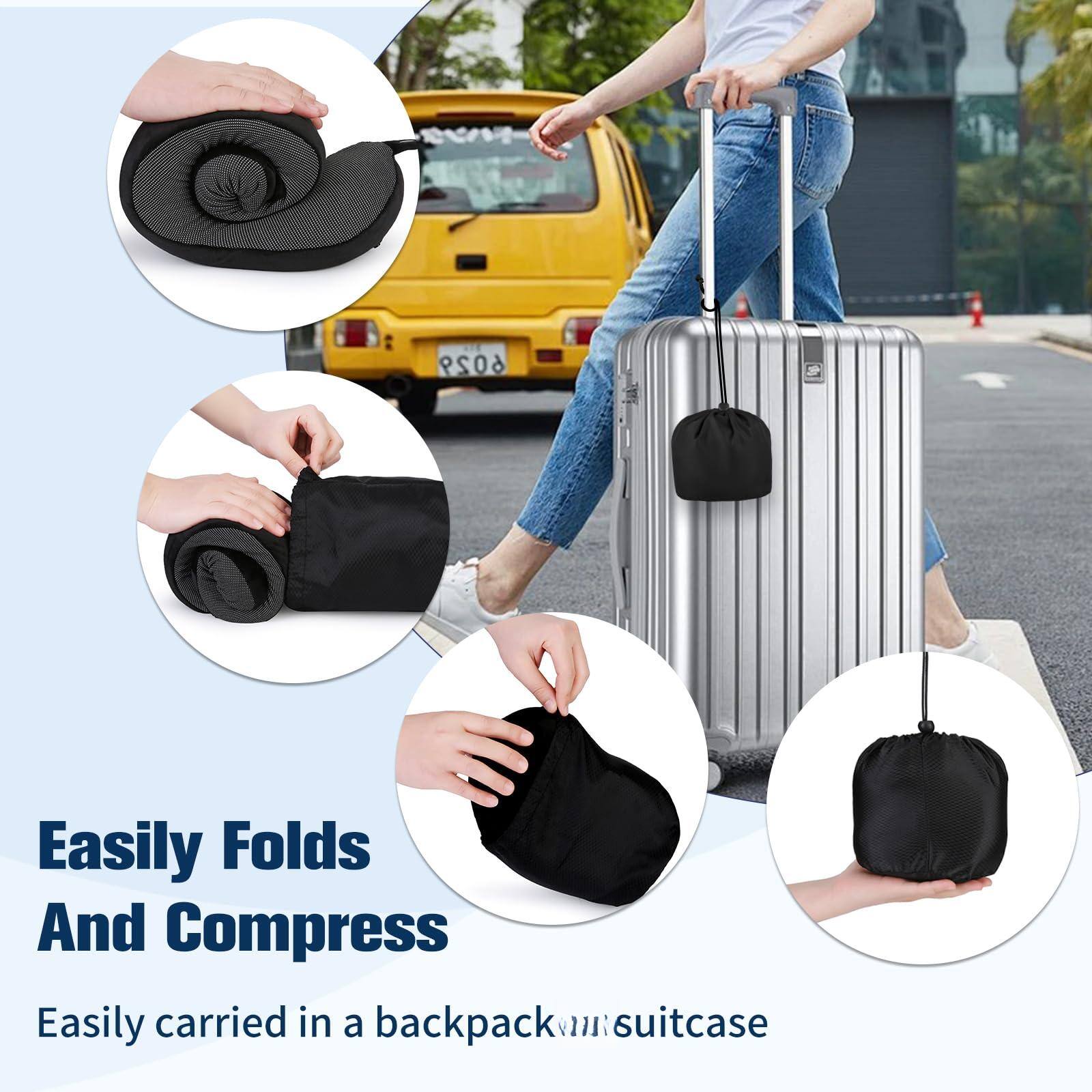 Easily Folds And Compress  
Easily carried in a backpack or suitcase