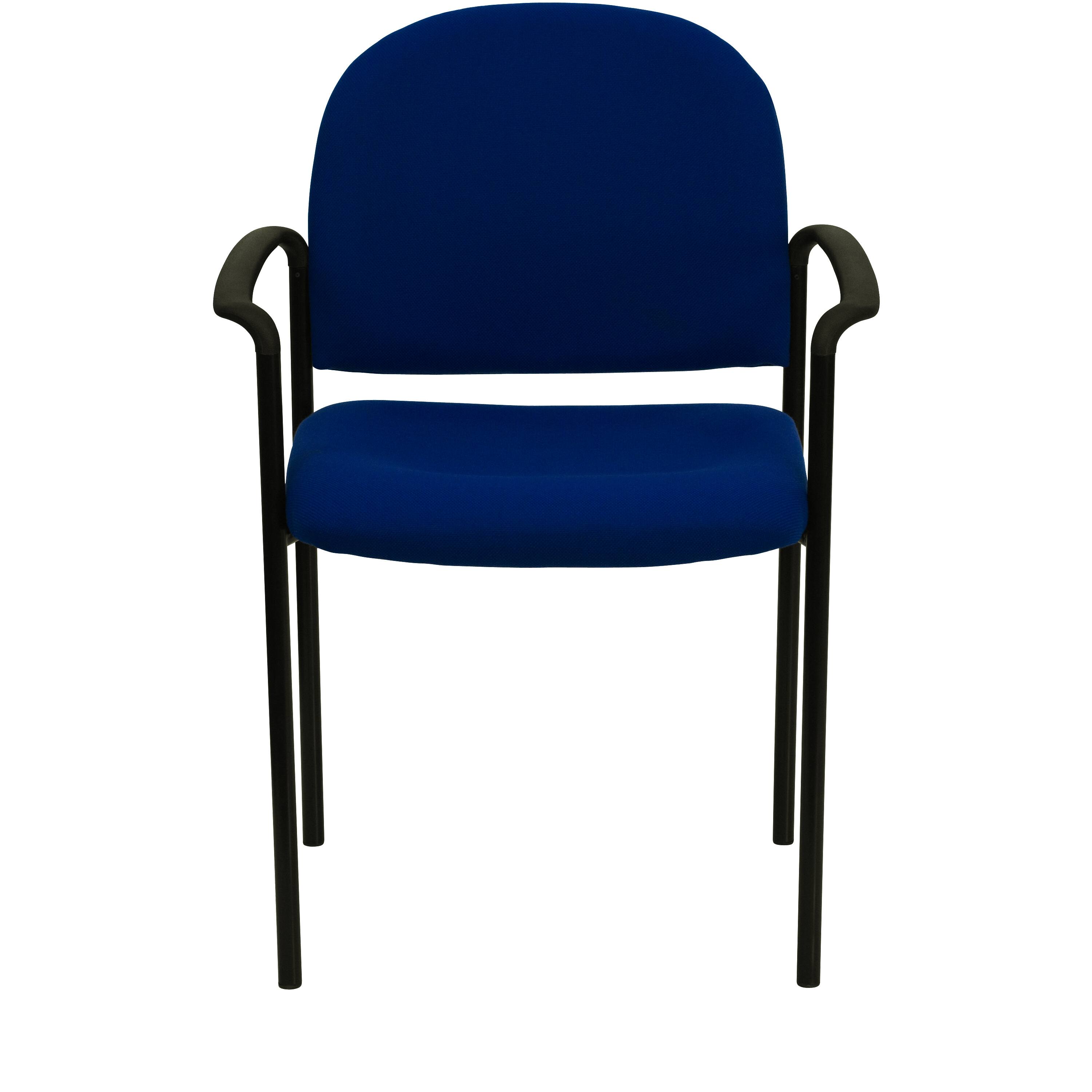 Alt View 7. Emma + Oliver - Comfort Stackable Steel Side Reception Chair with Arms - Navy Fabric.