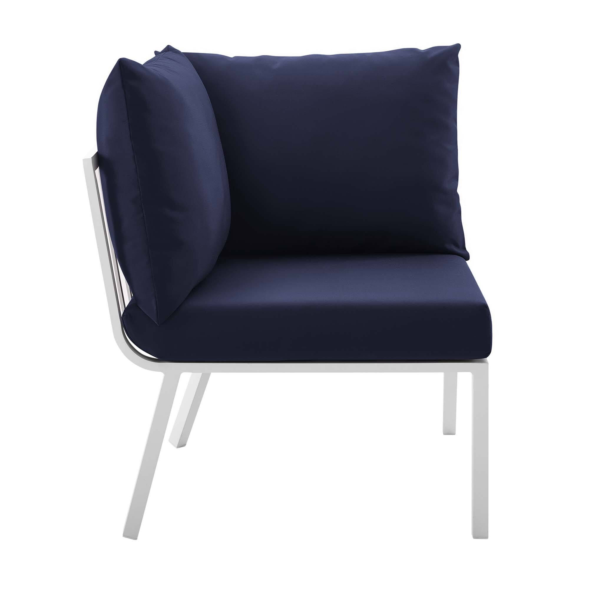 Alt View 2. Modway - Riverside Outdoor Patio Aluminum Corner Chair by Modway - White Navy.