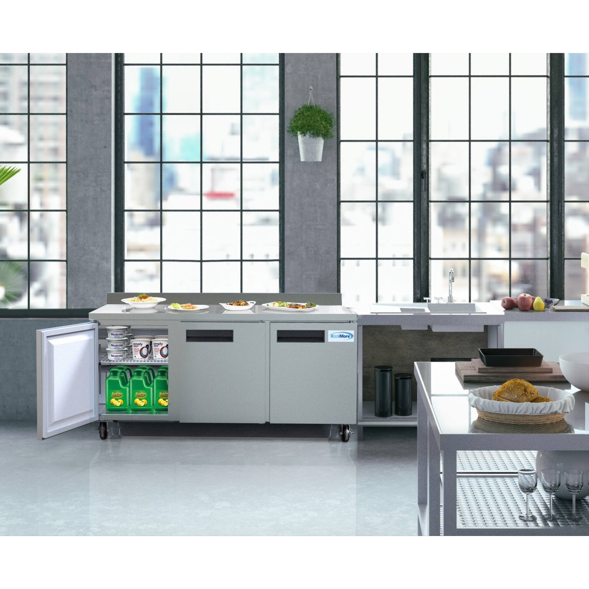 Alt View 5. Koolmore - 72 in. Three-Door Worktop Refrigerator With 3.5 in. Backsplash - 16.9 Cu Ft. RWT-3D-16C - Stainless-Steel.