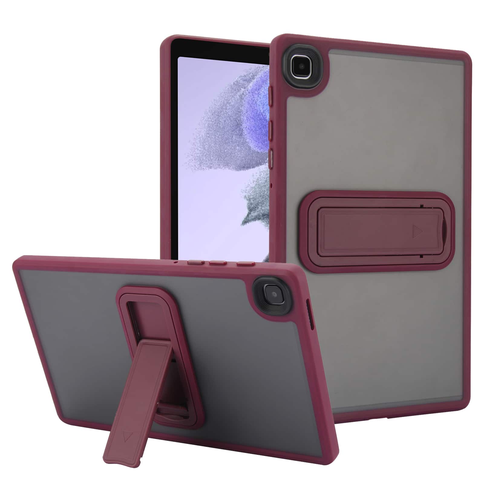 Dteck - Matte Case for Samsung Galaxy Tab A7 Lite 8.7" (2021) with Foldable Kickstand,Slim Shockproof Transparent Back Cover - Winered
