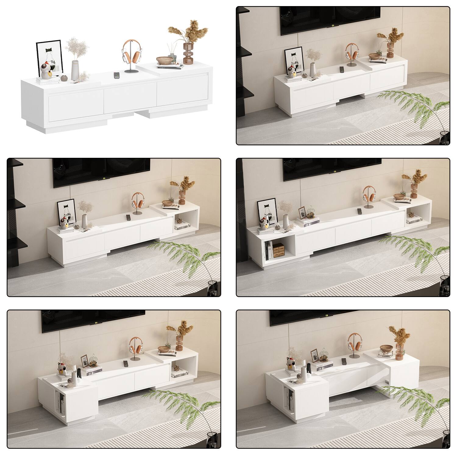 Alt View 10. FUFU&GAGA - TV Stand for 80 Inch TV, Modern Entertainment Center with Storage Cabinets and Drawers, Media Console for Living Room - White.