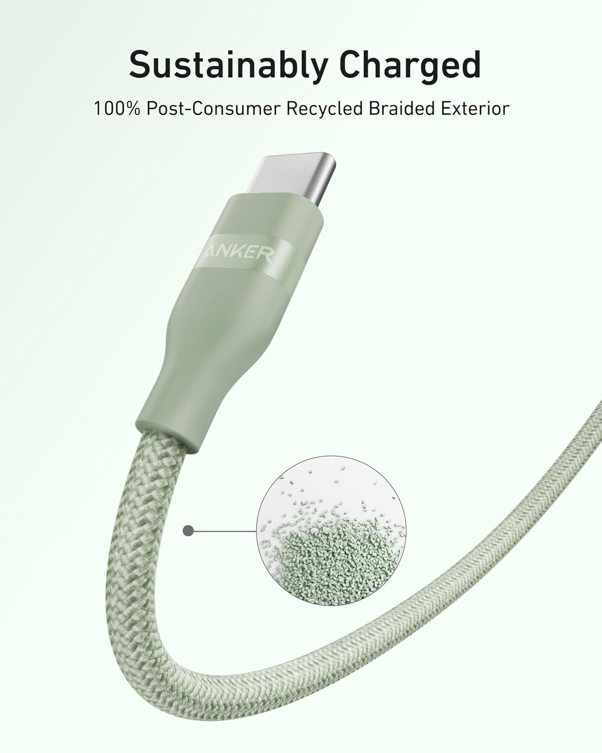 Sustainably Charged  
100% Post-Consumer Recycled Braided Exterior  
ANKER