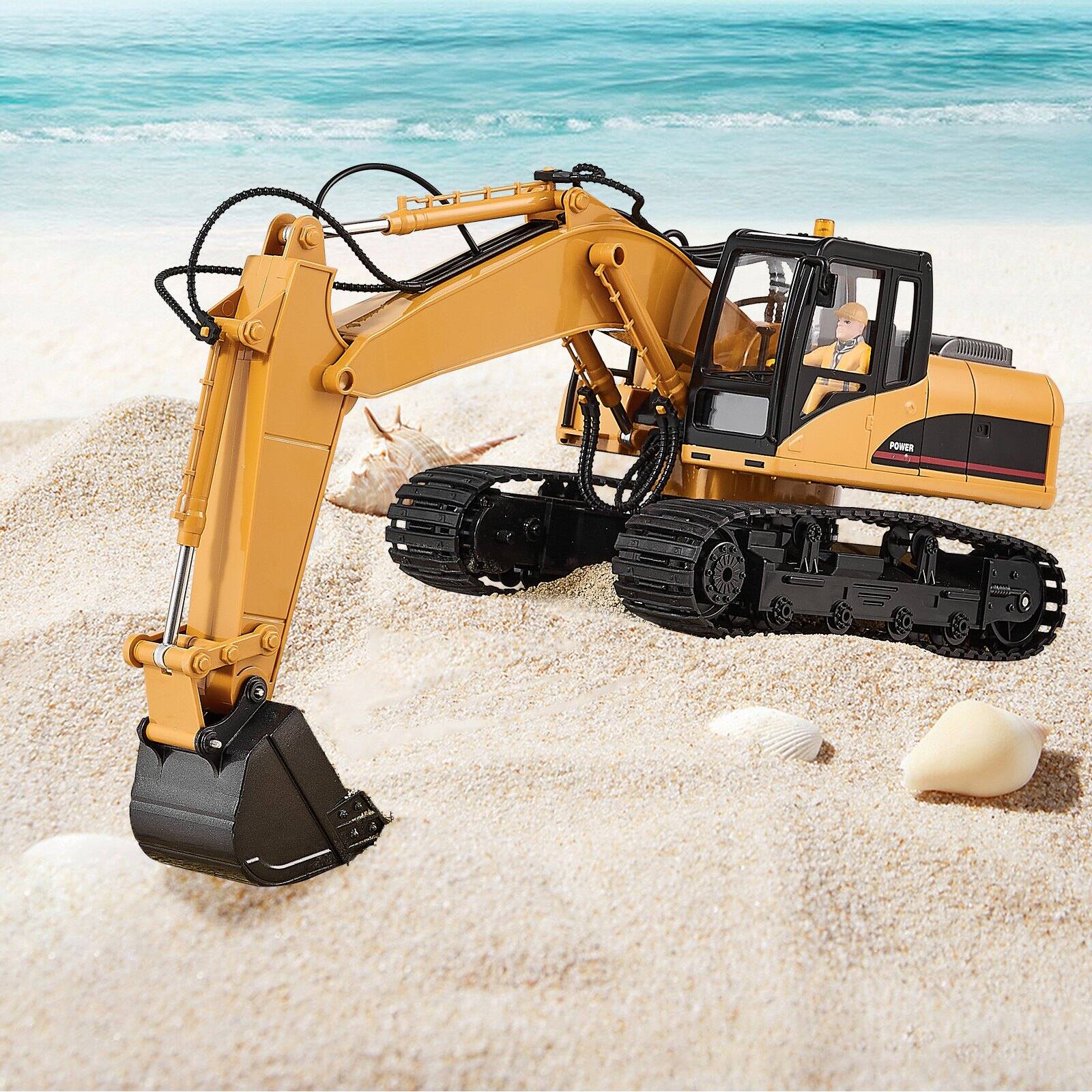 Alt View 1. Glintex - Remote Control Excavator Toy 15-Channel 3-in-1 Digger, Metal Shovel, 1:14 Scale Full-Function Construction RC Vehicle.