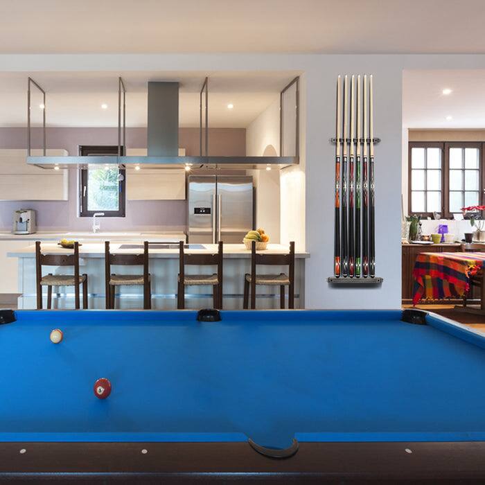 Alt View 3. GSE Games & Sports Expert - 2-Piece Wood 6 Billiard Pool Cue Rack Wall Mounted Holders, Pool Cue Wall Rack Set - Brushed Grey - Brushed Grey.