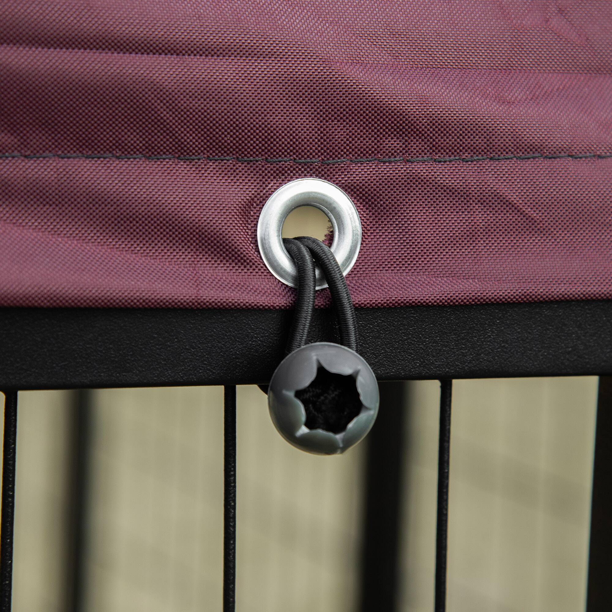 Alt View 4. Pawhut - 4.6'x4.6'x5' Outdoor Dog Kennel, Welded Wire Heavy Duty Run, 360° Rotating Bowls, Waterproof Cover, for S&M Dogs.