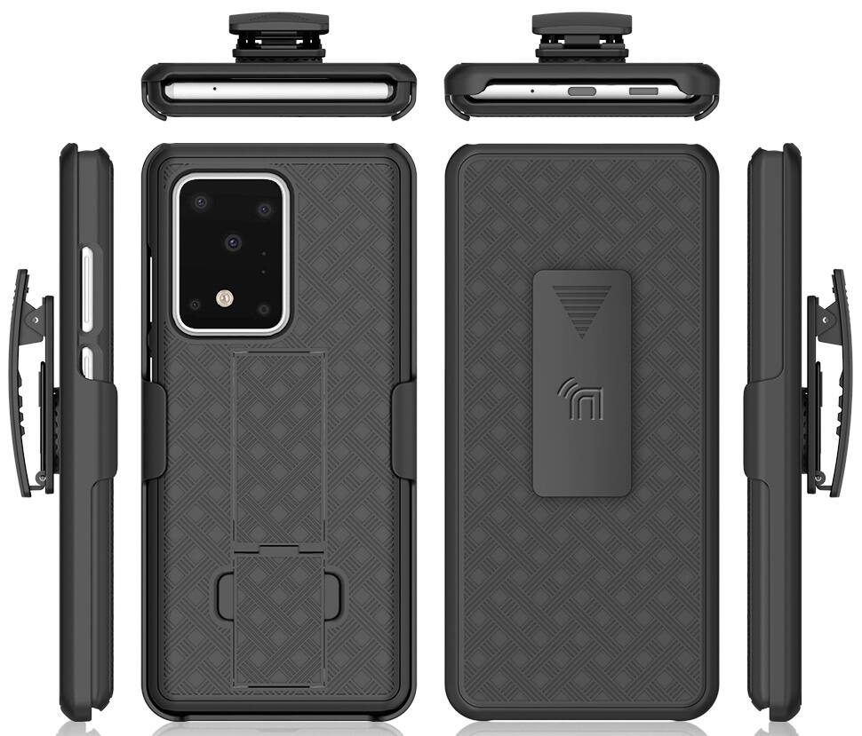 Alt View 8. Nakedcellphone - Case with Stand and Belt Clip Holster for Samsung Galaxy S20 Ultra - Black.