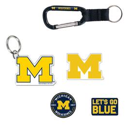 WinCraft - Michigan Wolverines 5-Pack Key Ring and Fridge Magnet Set - Multicolor