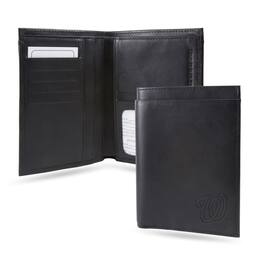 Rico Industries - Washington Nationals MLB Black Leather Traveling RFID Blocking Wallet - 14 total slots/pockets - Multi