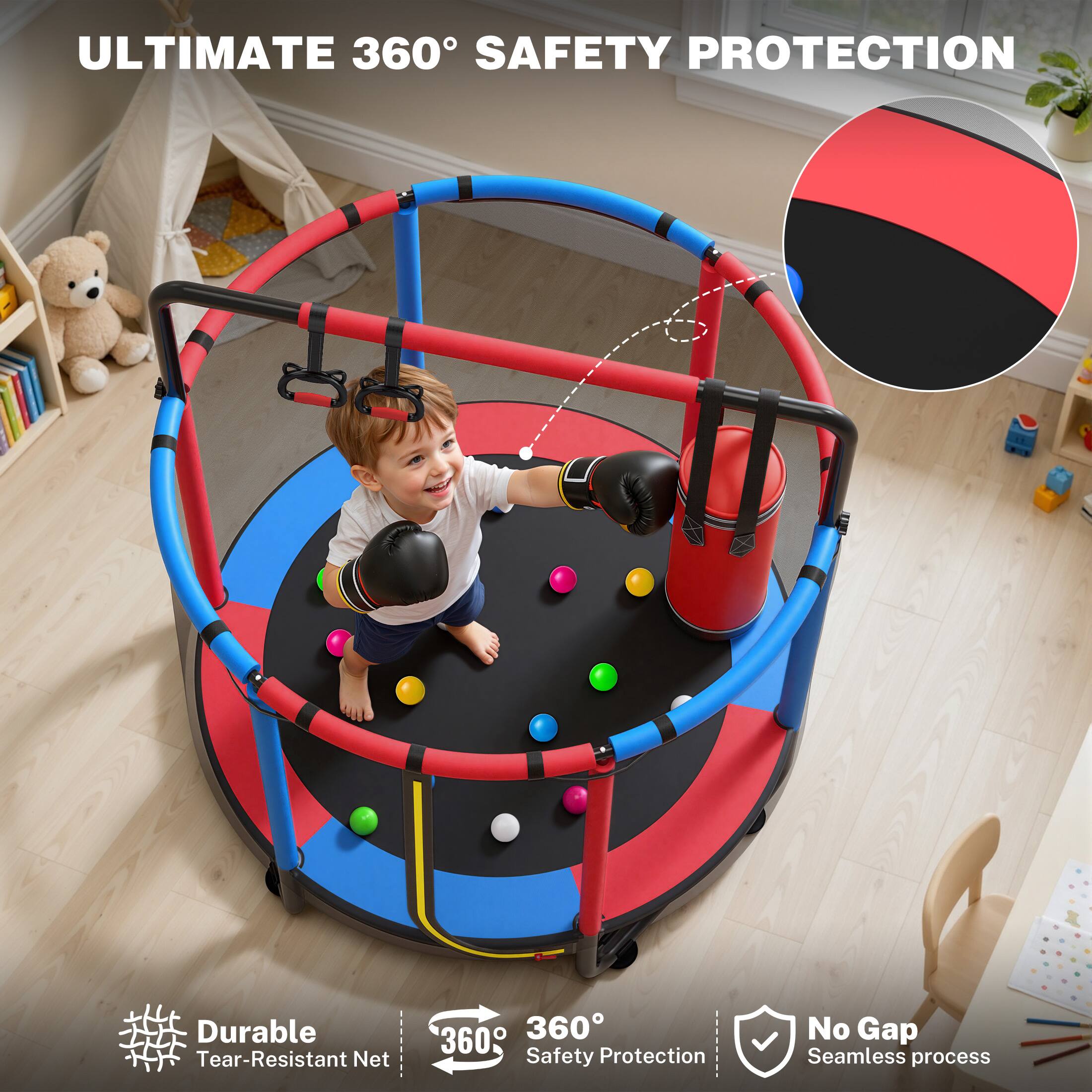 ULTIMATE 360° SAFETY PROTECTION

Durable Tear-Resistant Net

360° Safety Protection

No Gap Seamless Process