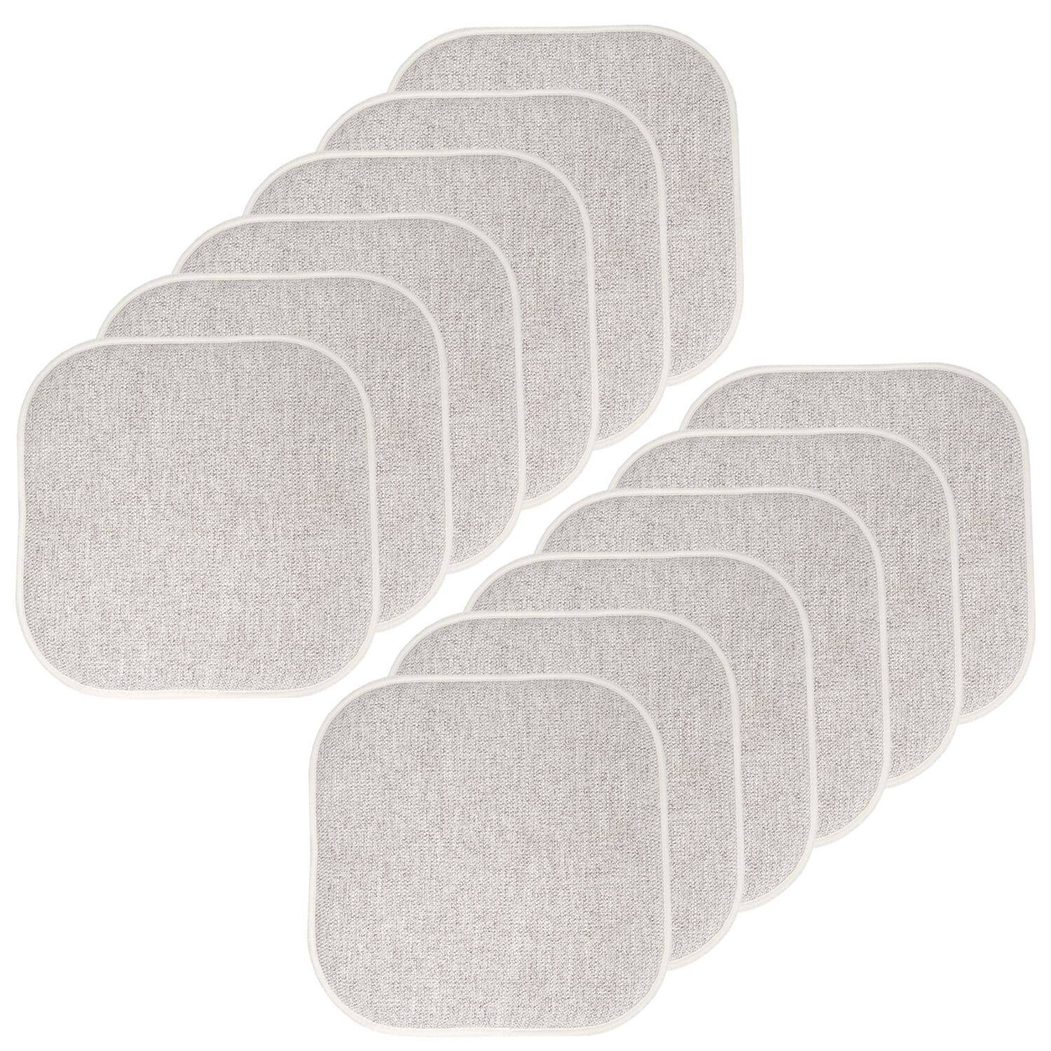 Front. Sweet Home Collection - Alexis Memory Foam No Slip Back 16" x 16" Chair Pad Cushions, 12-Pack - Cream/Brown.