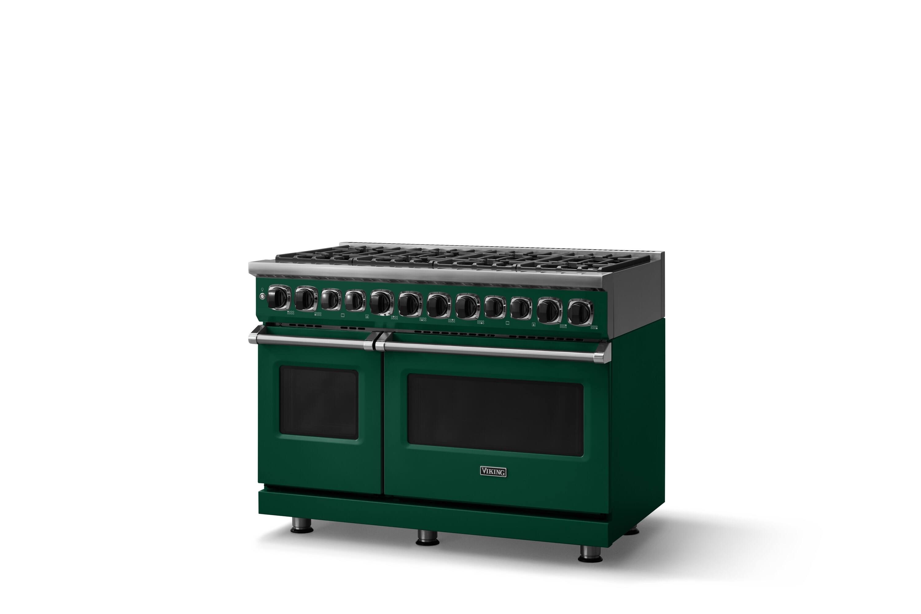 Angle. Viking - 48 in. Wide 8 Burner Dual Fuel Sealed Burner Range - Ivy.