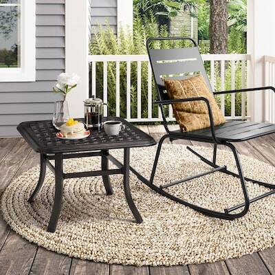 Alt View 4. Crestlive Products - Crestlive Products Cast Aluminum Patio Coffee Side Square Outdoor End Table 24.02inWx24.02inL Umbrella Hole - Brown.