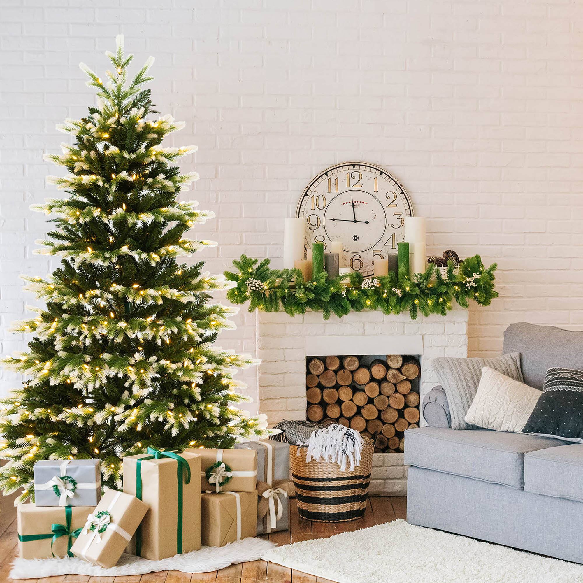 Alt View 1. Gymax - Gymax 6 FT Per-Lit Artificial Christmas Tree Hinged Xmas Tree w/ Quick Power Connector - Green, White.