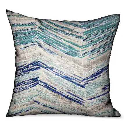 Front. Plutus Brands - Skyline Breeze Chevron Luxury Outdoor Indoor Throw Pillow Double sided 16" x 16" - Blue.
