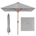 Front. Best Choice Products - Best Choice Products 9ft Deep Square Solar LED Lighted Patio Umbrella w/ Woodgrain Pattern, UV-Resistant - Fog Gray - Fog Gray.