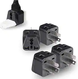 Orei - Australia, New Zealand, China Power Plug Adapter, AU Travel Adapter 2 in 1 USA Grounded Outlet - Black