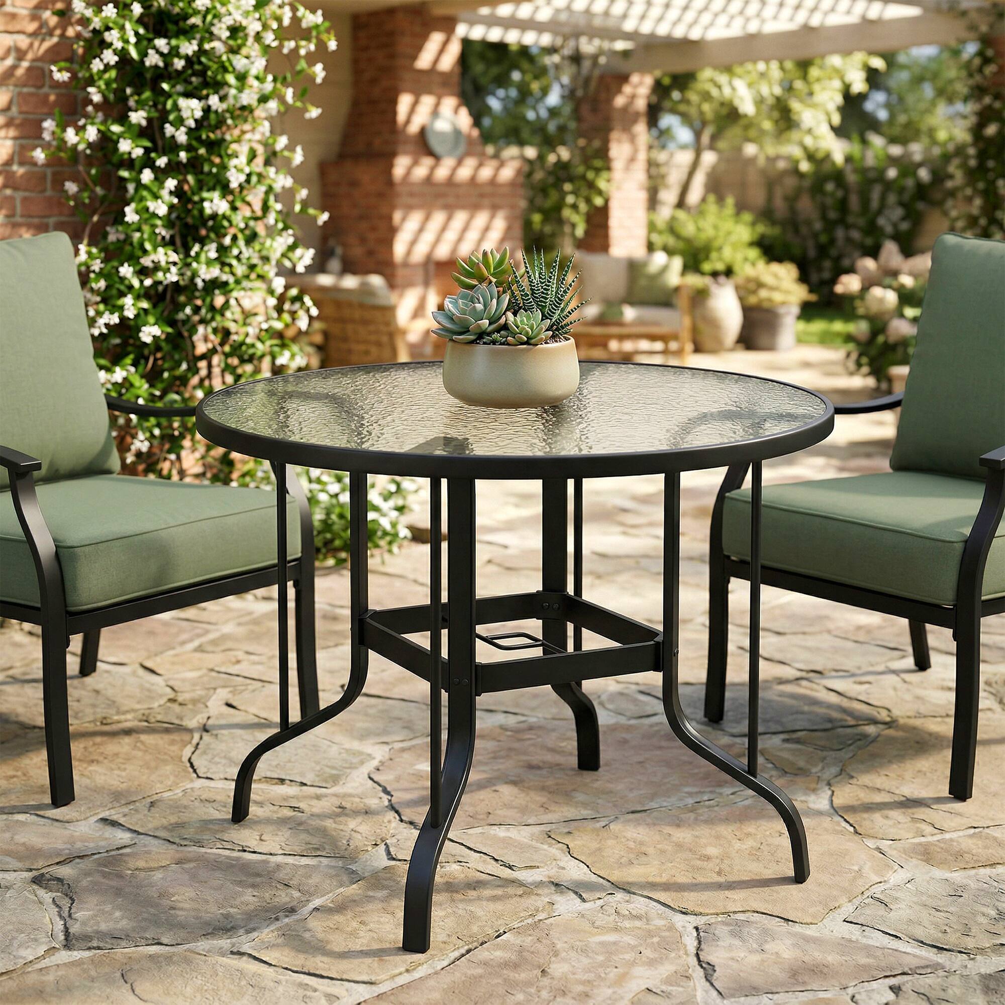 Alt View 7. Outsunny - Round Patio Table with Umbrella Hole - Black.