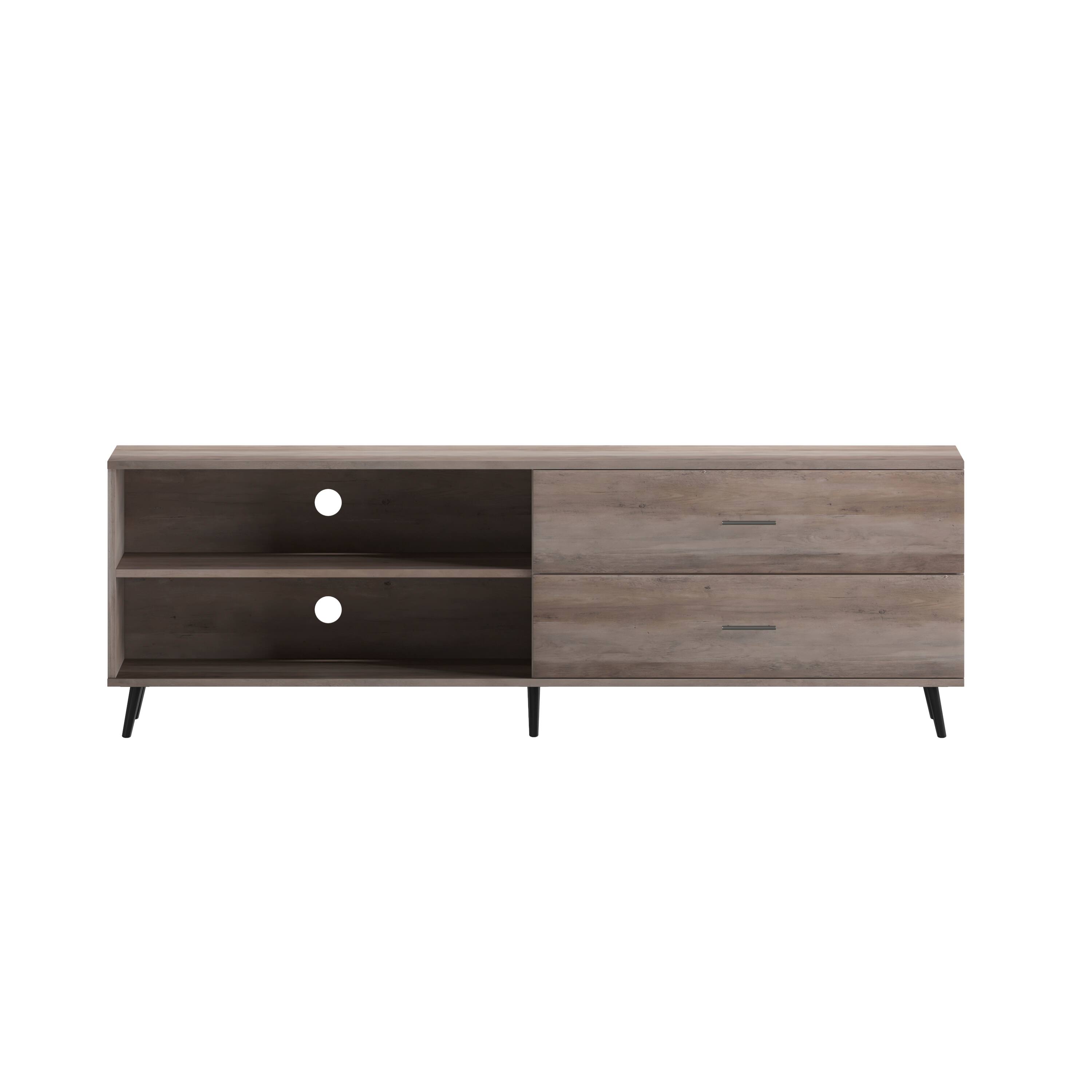 Alt View 9. Emma + Oliver - Galia Mid-Century Modern TV Stand with Drawers and Shelf - Walnut.