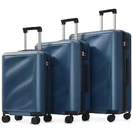 Dexmalle - Dexmalle-3Pcs 20"/24"/28"Lightweight ABS Suitcases with Spinner Wheels and TSA- Lock - Dark Blue