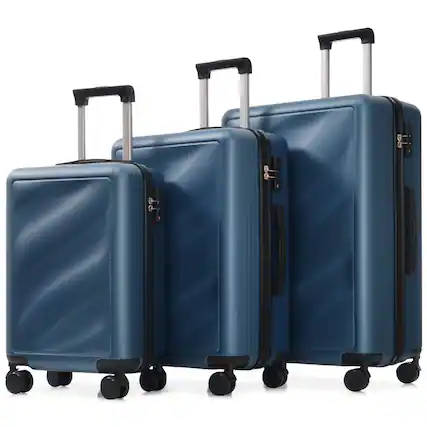 Front. Dexmalle - Dexmalle-3Pcs 20"/24"/28"Lightweight ABS Suitcases with Spinner Wheels and TSA-Dark Blue Lock- - Dark Blue.