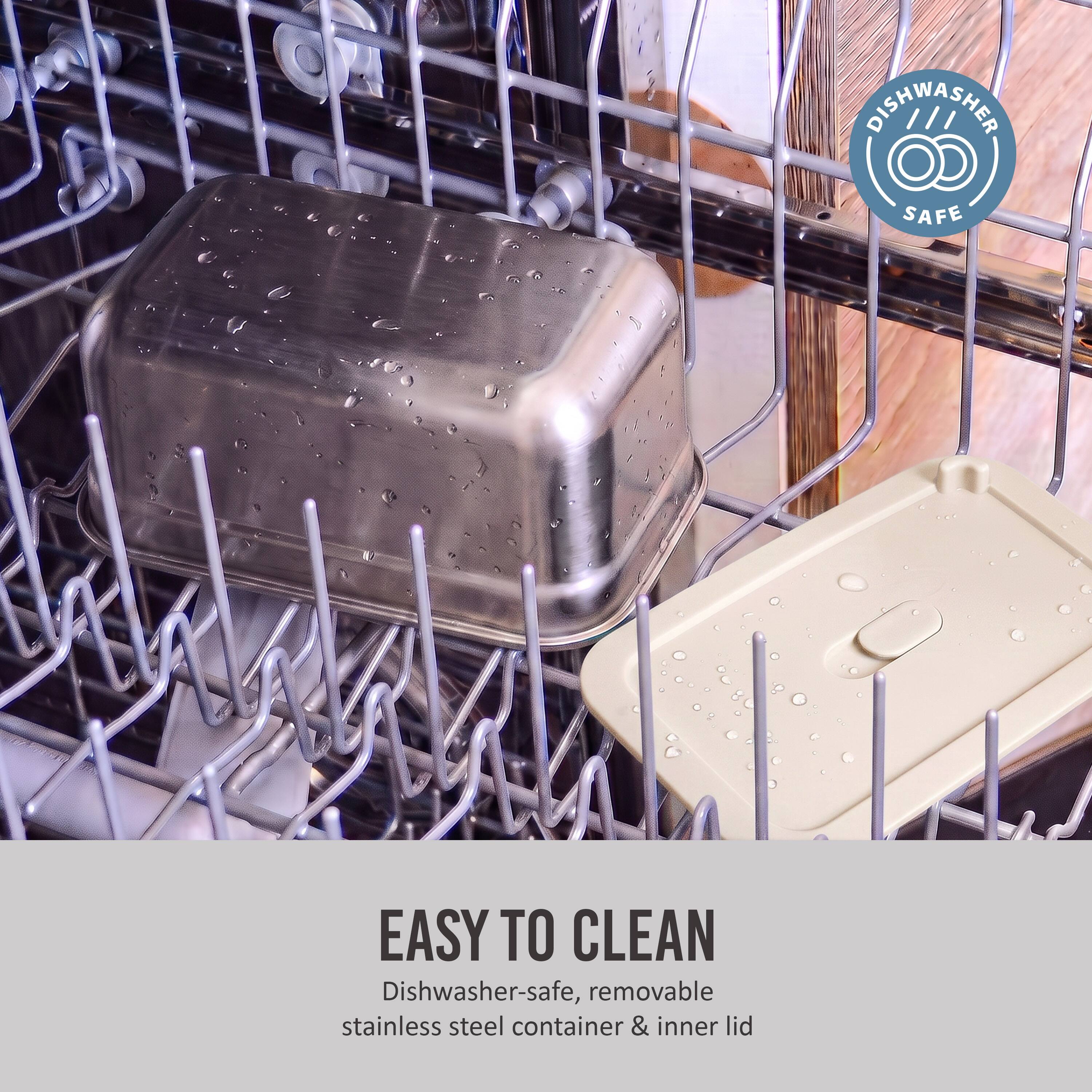 RECHWASHER

SAFE

EASY TO CLEAN
Dishwasher-safe, removable stainless steel container & inner lid