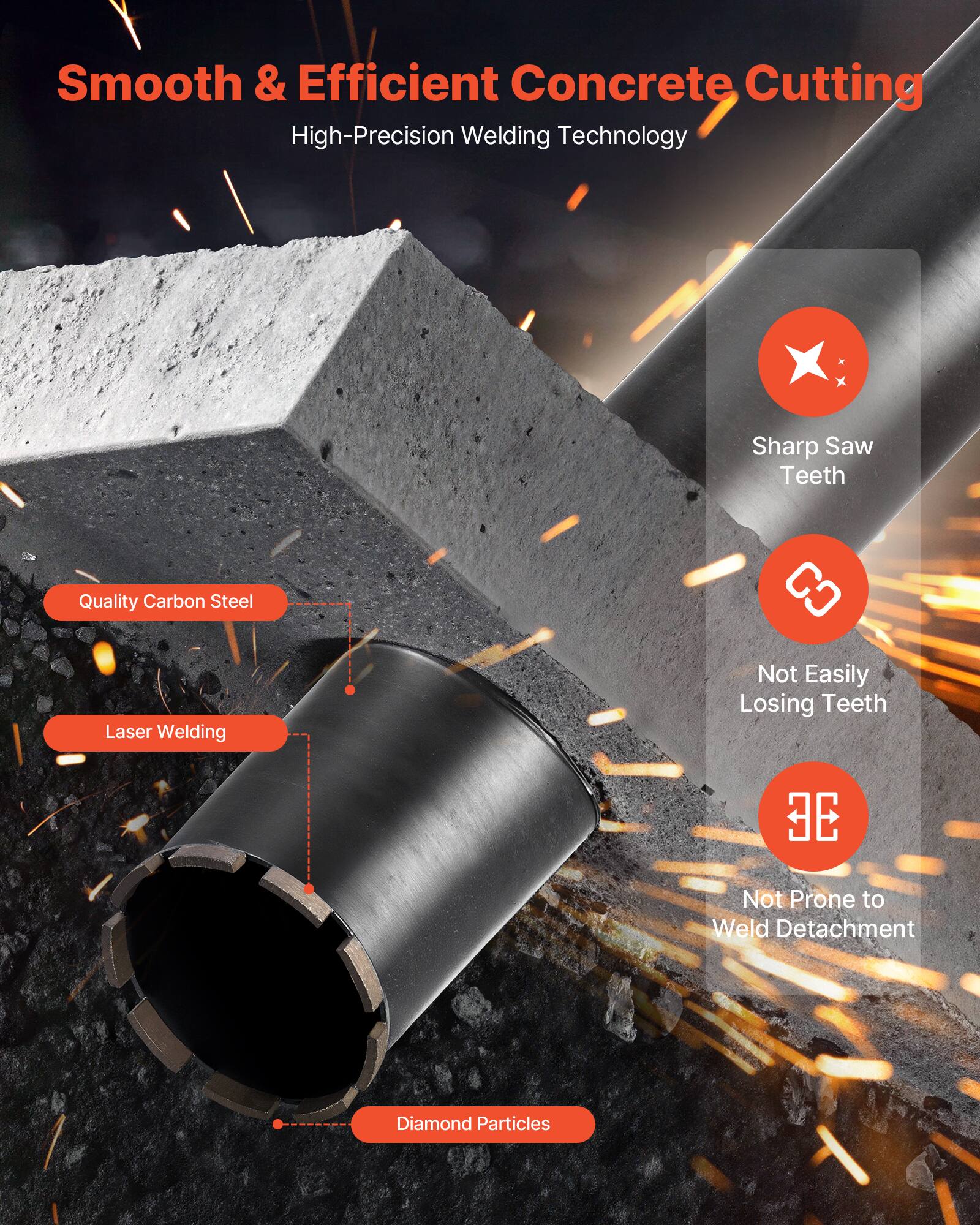 Smooth & Efficient Concrete Cutting  
High-Precision Welding Technology  

- Quality Carbon Steel  
- Laser Welding  
- Sharp Saw Teeth  
- Not Easily Losing Teeth  
- Not Prone to Weld Detachment  
- Diamond Particles