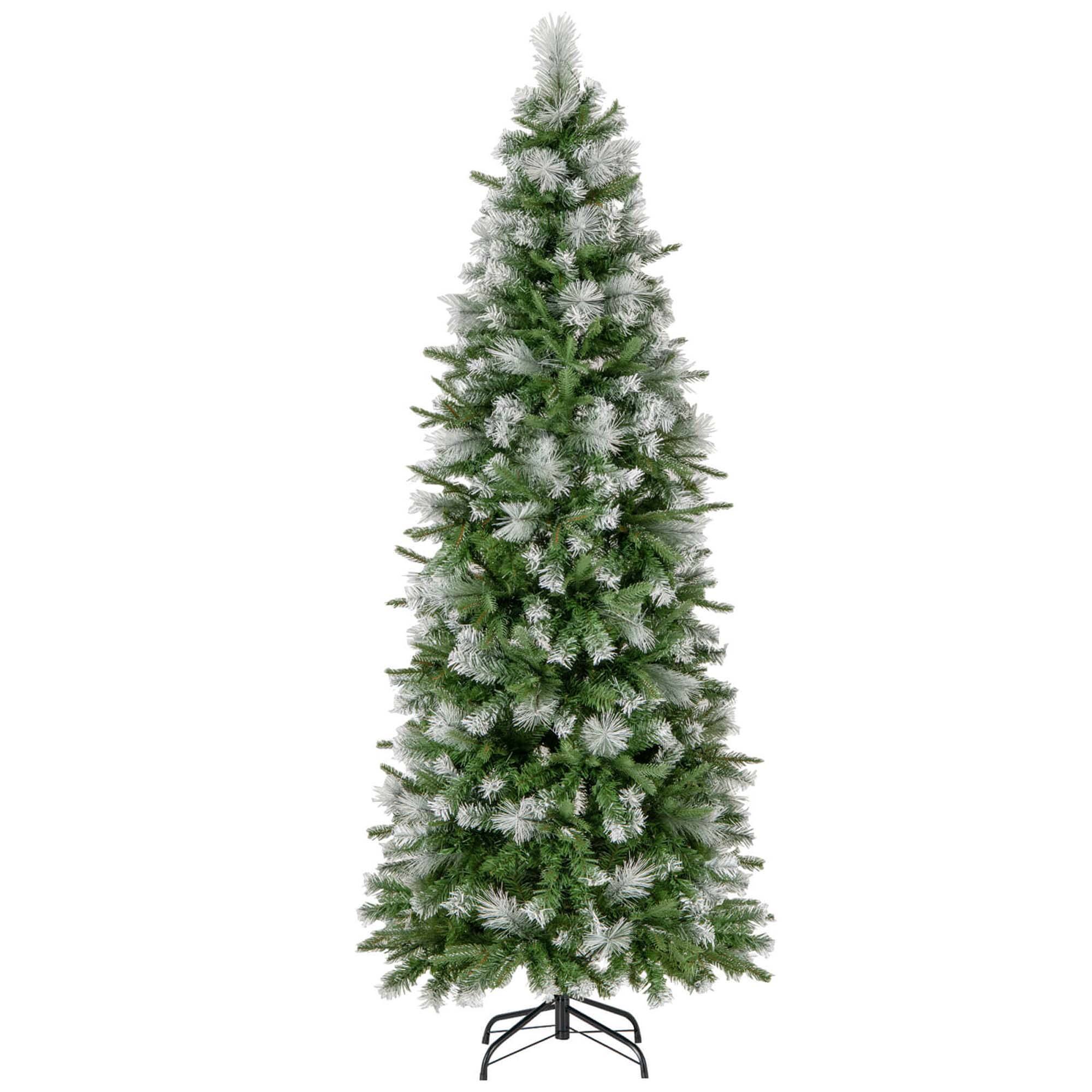 Alt View 1. Costway - 6 FT Pre-Lit Artificial Christmas Tree with 580 Frosted Tips 280 LED Lights - Green/White.