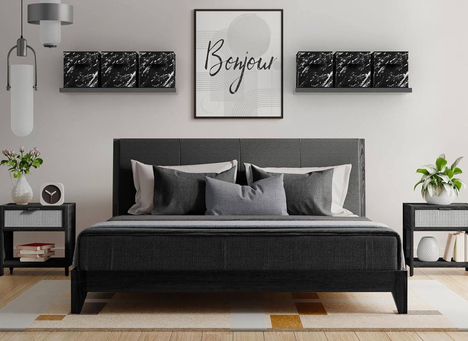 Alt View 1. Sorbus - Sorbus Fabric Storage Cube, 11-Inch Foldable Storage Bin with Handle for Closet, Pantry, Cubbies, Toys & Bath (1-Piece) - Marble Black.