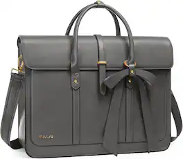 mosiso - Laptop Bag for Women 15-15.6 inch PU Leather Laptop Shoulder Bags Convertible Backpack Casual Handbag Work Computer Bag - Gray