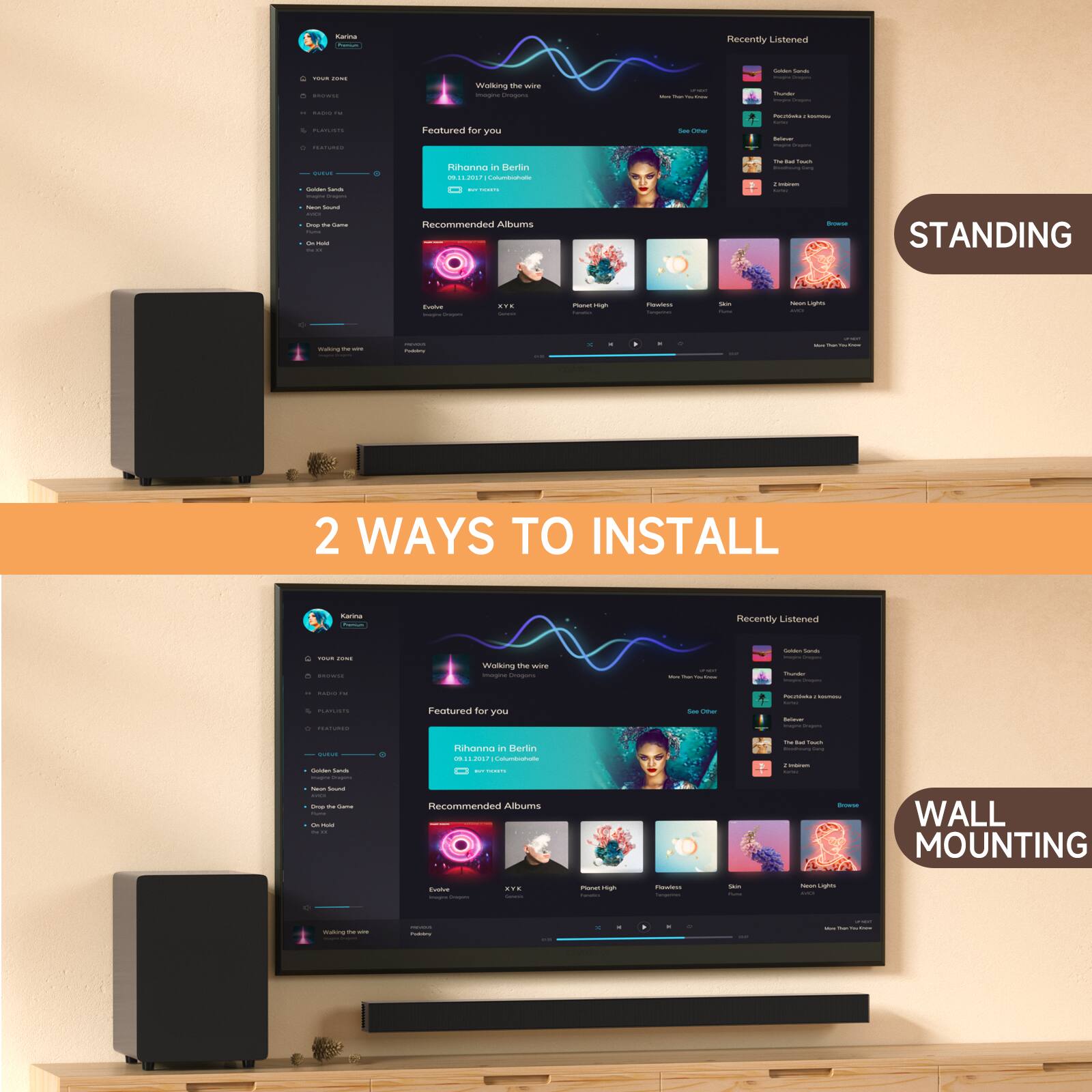 Alt View 5. Topteng - BS-18E 2.1ch Bluetooth 5.0 Soundbar with Subwoofer - Heavy Bass, HDMI/Optical/AUX/USB, Wall-Mountable​​ - Black.