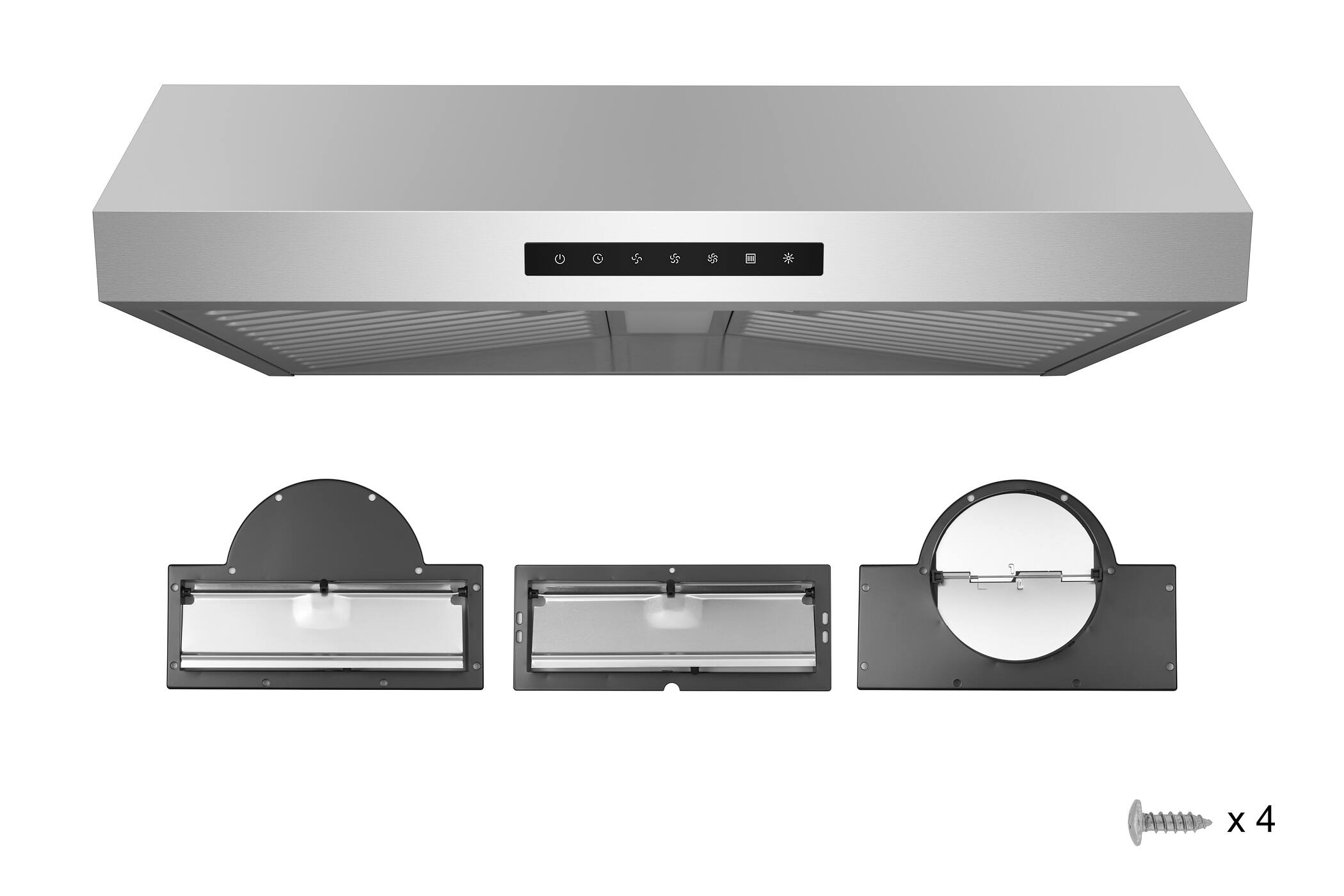 Alt View 6. Hauslane - Hauslane UC-PS60 30-inch Ducted Under Cabinet Range Hood - Silver.