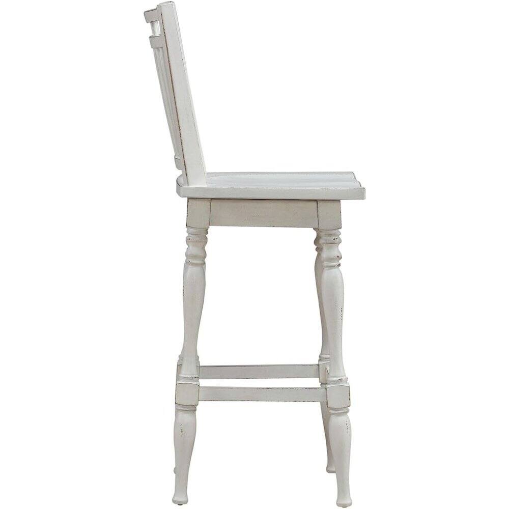 Back. Liberty Furniture Industries - Spindle Back Swivel Bar Stools - Set of 2 - Antique White & Weathered Bark - Antique White & Weathered Bark.