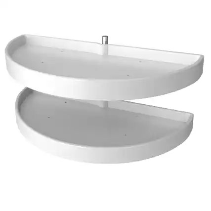 Front. Rev-A-Shelf - Rev-A-Shelf 33" Lazy Susan Half-Moon Polymer Two-Tier Blind Cabinet 6882-33-11-570 - White.