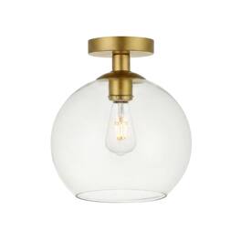Living District - Baxter 1 Light Brass Flush Mount With Clear Glass - Brass And Clear