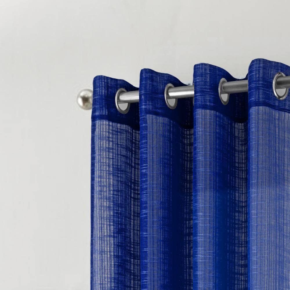 Left. RT Designers Collection - RT Designers Collection Dexter Linen Texture Grommet Sheer Light Filtering Window Curtain Panel 54" x 90" Navy - Navy Blue.