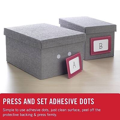 PRESS AND SET ADHESIVE DOTS

Simple to use adhesive dots, just clean surface, peel off the protective backing & press firmly.