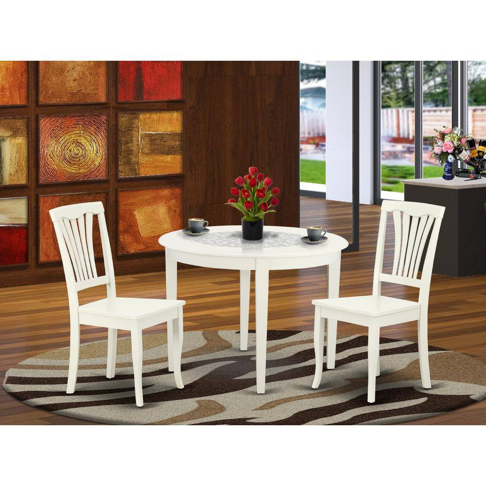Left. East West Furniture - Dining Room Set Linen White - Brown.