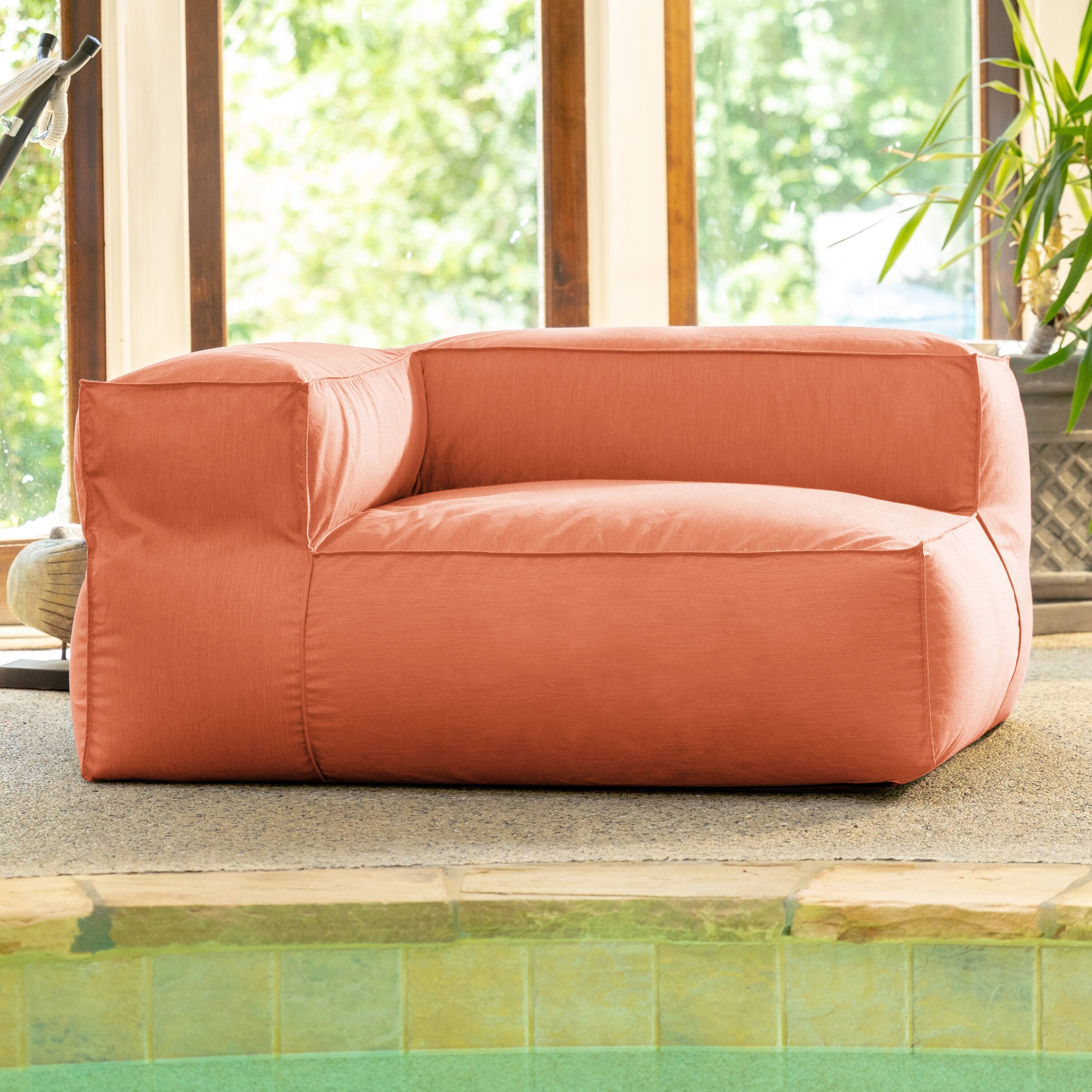 Angle. Jaxx - Baya Outdoor Right Corner - Sunbrella, Coral - Coral.