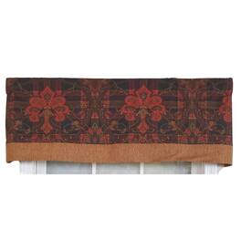 RLF Home - 3" Rod Pocket High Quality Fabric Espadas Banded Valance for Windows 50" x 16" - Burgundy